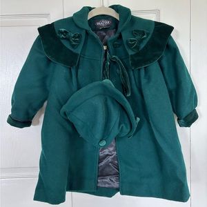 Vintage Braetan emerald green coat and hat set 4T